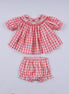 Red christmas santa claus hand smocked plaid bloomer set