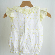 Mustard character hand smocked ruffle bubble