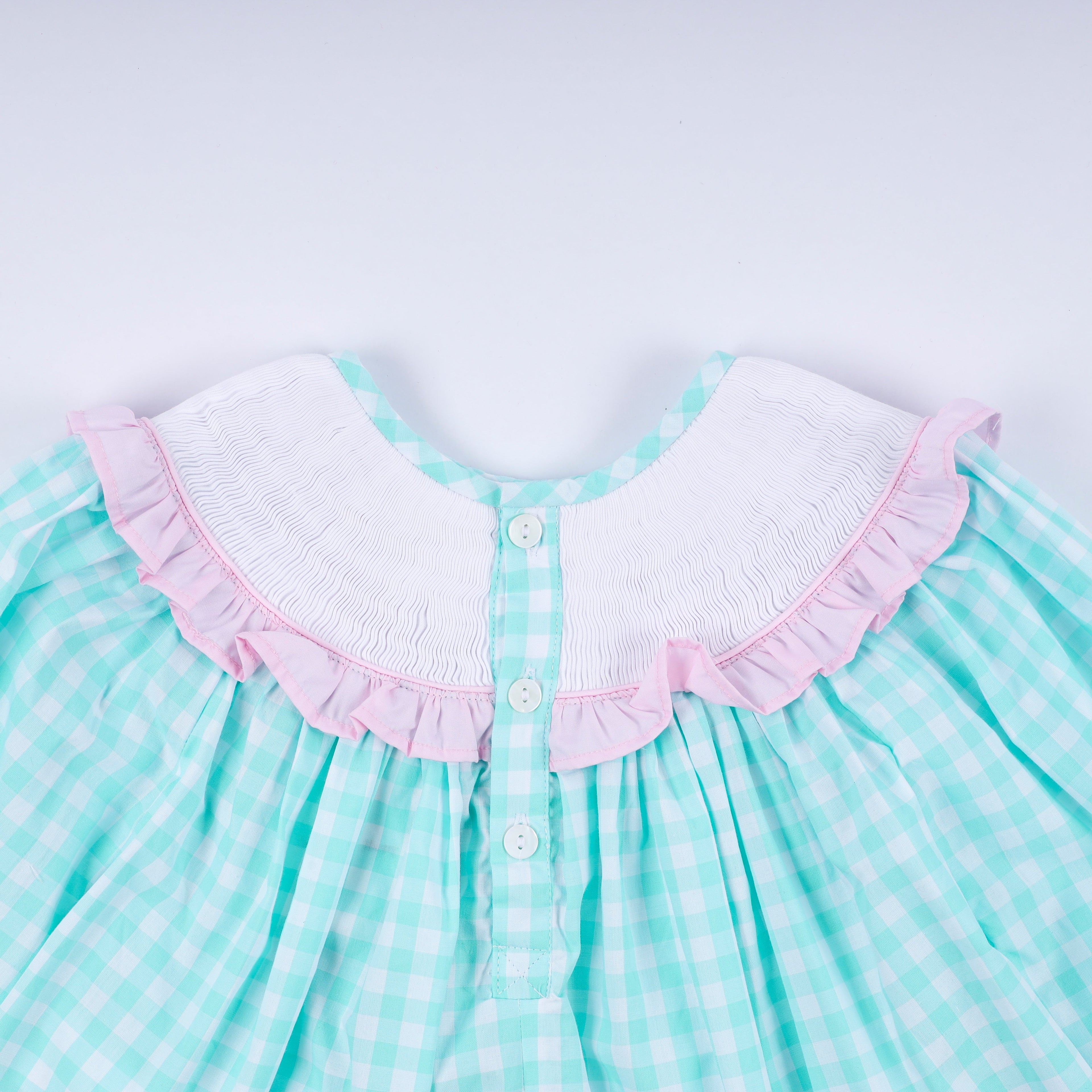 Girls Mint Nutcracker Hand Smocked Gingham Ruffle Pants Set – Christmas 2T–6Y