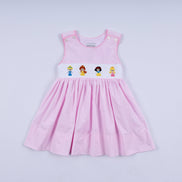 Pink princess hand smocked plaid dress