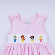Pink princess hand smocked plaid dress