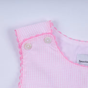 Pink princess hand smocked plaid dress
