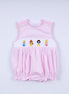 Pink princess hand smocked plaid bubble