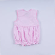 Pink princess hand smocked plaid bubble