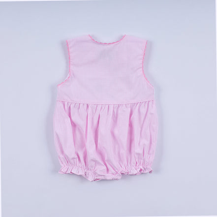 Pink princess hand smocked plaid bubble
