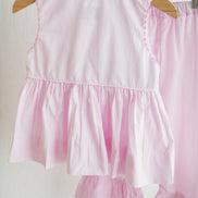 Pink princess hand smocked plaid ruffle pants set