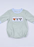 Sage cow hand smocked bubble