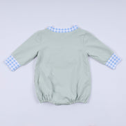 Sage cow hand smocked bubble