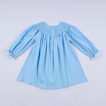 Blue nativity hand smocked dress