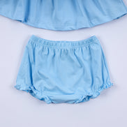 Blue nativity hand smocked bloomer set