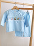 Blue nativity hand smocked pants set