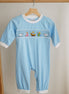 Blue nativity hand smocked romper