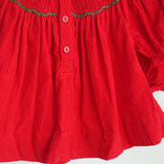 Red christmas tree hand smocked bloomer set