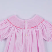 Pink christmas tree hand smocked ruffle romper