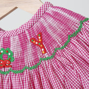 Pink joy hand smocked girl gingham romper