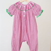 Pink joy hand smocked girl gingham romper