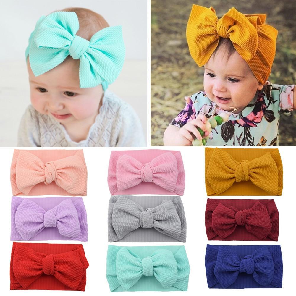 Oversized Bow Headbands for Baby Girls & Toddlers — Soft Stretch Turban Knot Head Wrap | Little Janey