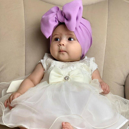 Oversized Bow Headbands for Baby Girls & Toddlers — Soft Stretch Turban Knot Head Wrap | Little Janey