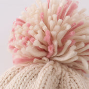 Rainbow hand embroidered pom pom beanie hat