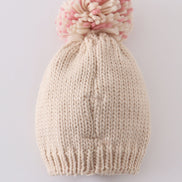 Rainbow hand embroidered pom pom beanie hat