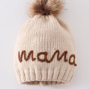 Hand embroidered pom pom beanie hat mommy&me