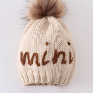 Hand embroidered pom pom beanie hat mommy&me