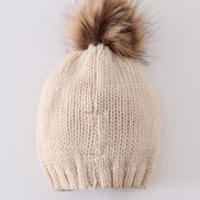 Hand embroidered pom pom beanie hat mommy&me