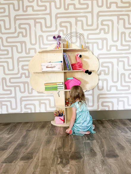 Kids Tree Bookshelf — Wooden Wall Toy Shelf for Children's Rooms | Little Janey