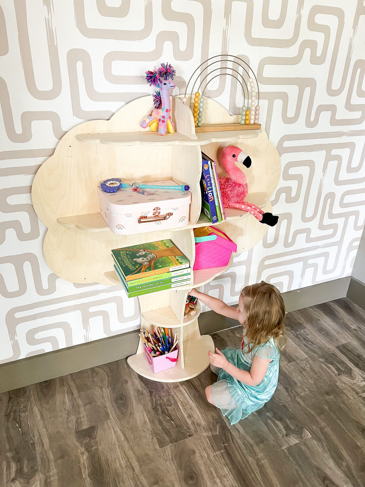 Kids Tree Bookshelf — Wooden Wall Toy Shelf for Children's Rooms | Little Janey