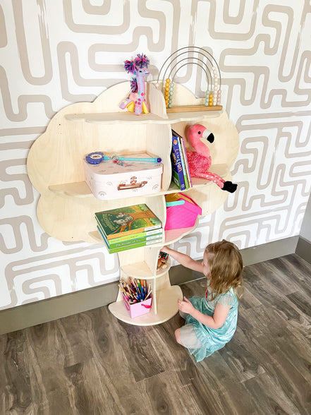Kids Tree Bookshelf — Wooden Wall Toy Shelf for Children's Rooms | Little Janey