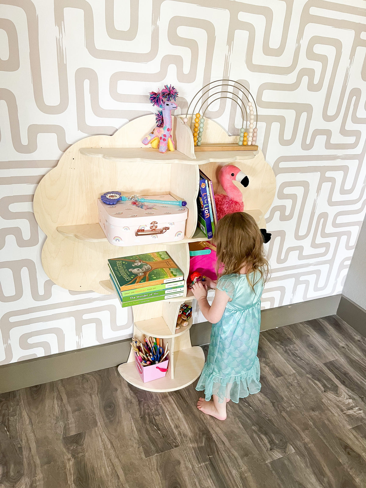 Kids Tree Bookshelf — Wooden Wall Toy Shelf for Children's Rooms | Little Janey