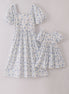 Blue seashell bow mom&me dress