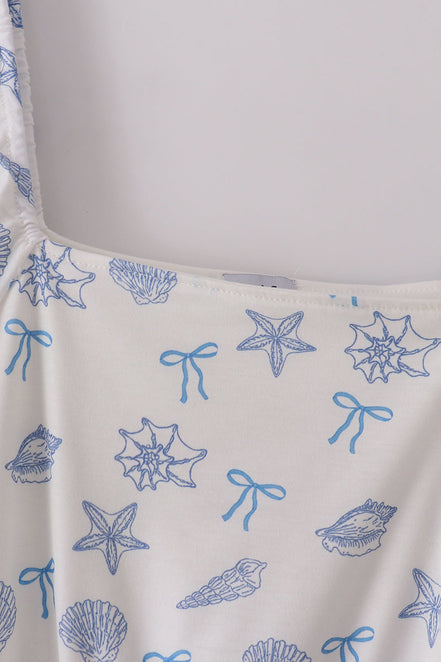 Blue seashell bow mom&me dress