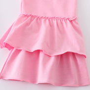 Floral print bunny embroidery smocked girl set