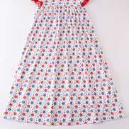 Red patriotic star print women dress