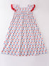 Red patriotic star print women dress