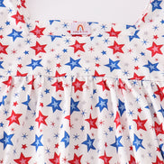 Red patriotic star print women dress