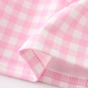 Pink tractor embroidery plaid girl set