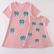 Teal slipper sequin mom&me dress