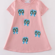 Teal slipper sequin mom&me dress