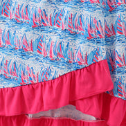 Blue sailboat serenade print mom&me dress