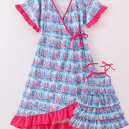 Blue sailboat serenade print mom&me dress