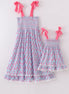 Blue ribbon lace charm smocked mom&me dress