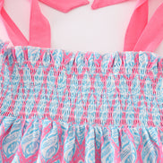 Blue ribbon lace charm smocked mom&me dress