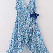 Blue ocean regatta print mom dress