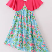 Pink floral character print mom dress