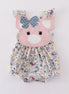 Pig floral print applique girl bubble