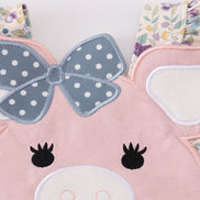 Pig floral print applique girl bubble