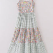 Sage pastel floral harmony mom&me gingham dress