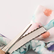 Green garden serenity print girl piggie hair bow